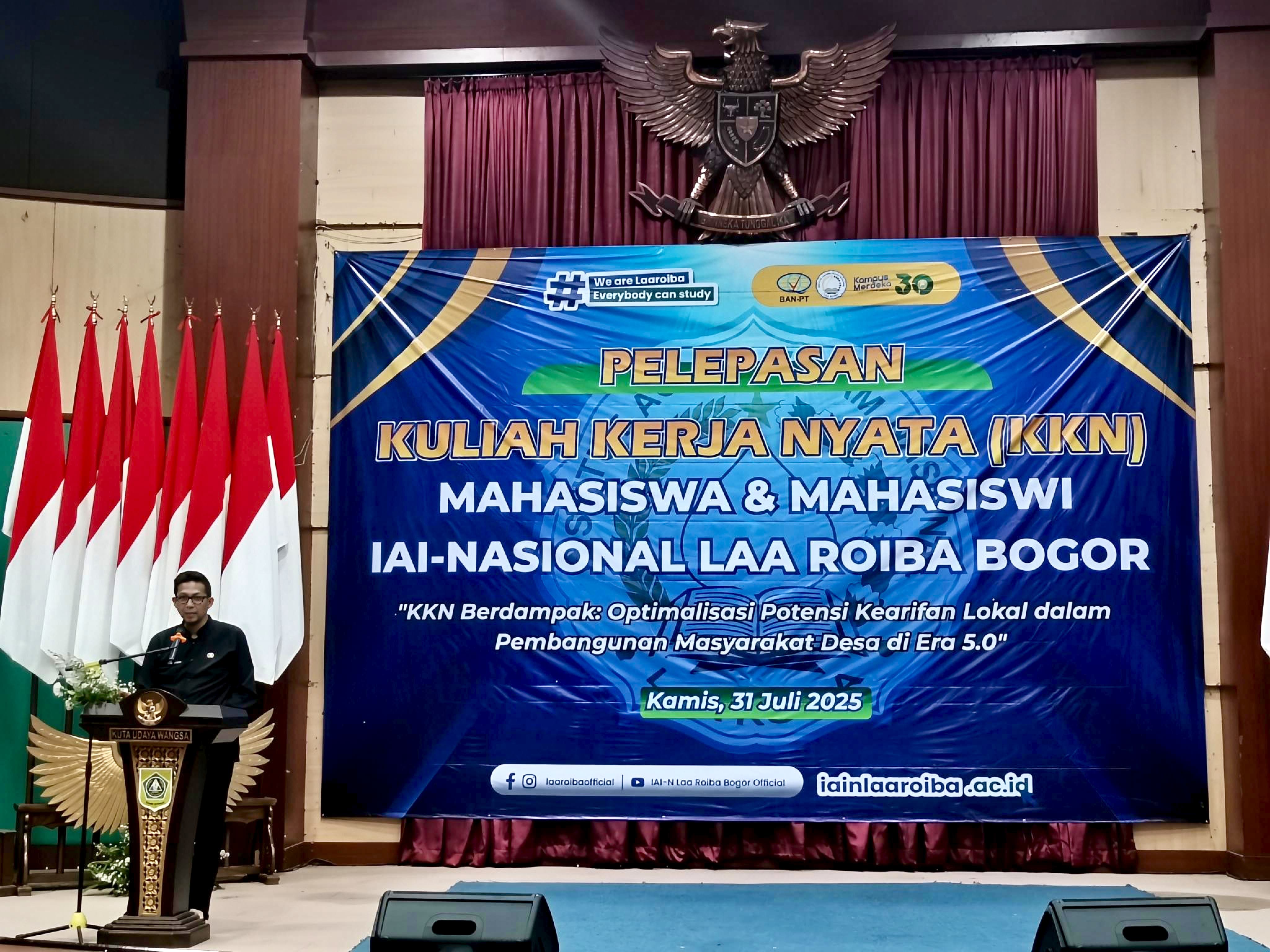 Pelepasan Kuliah Kerja Nyata (KKN) Mahasiswa dan Mahasiswi Institut Agama Islam (IAI) Nasional Laa Roiba Bogor.
