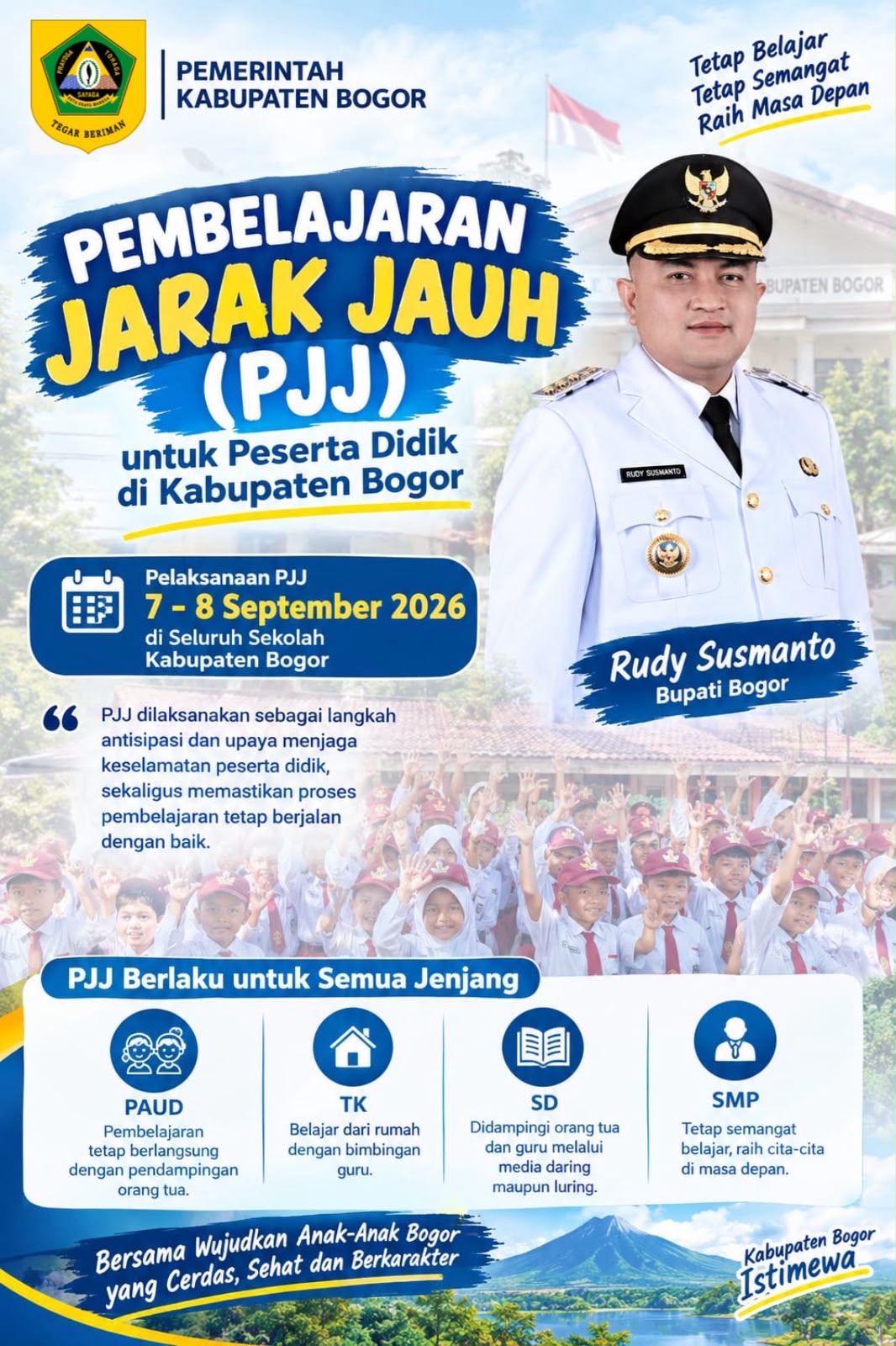 Antisipasi Dampak Abu Vulkanik, Bupati Bogor Terapkan PJJ Bagi Siswa PAUD Hingga SMP